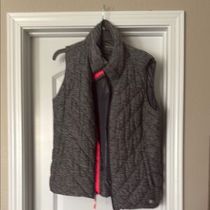 Gray Quilted Vest with Pink Accents